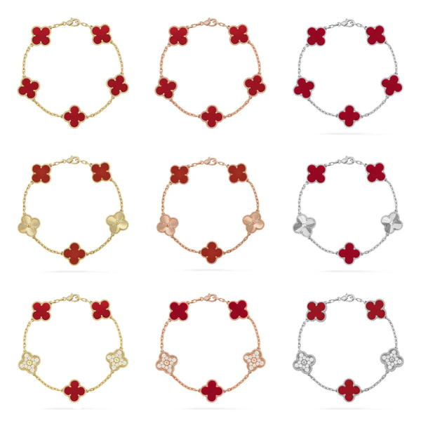 [⭐JeweliWhal] CLOVER 5 MOTIF RED CORNELIAN BRACELET COLLECTION