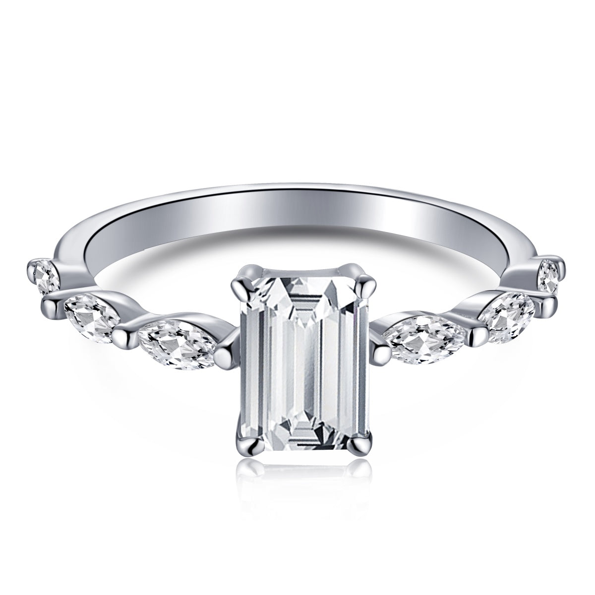 [Tonmkive Jewelry] 1.0 Karat zierlicher, strahlender Radiant-Schliff Alltagsring