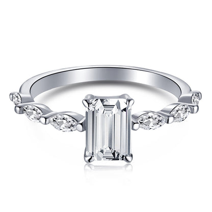 [Tonmkive Jewelry] 1.0 Karat zierlicher, strahlender Radiant-Schliff Alltagsring