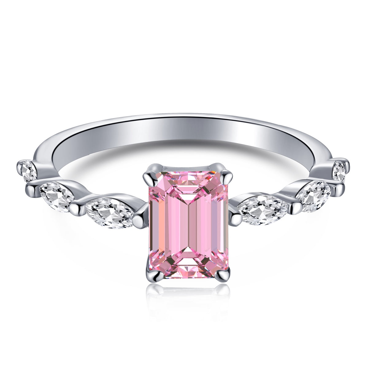 [Tonmkive Jewelry] 1.0 Karat zierlicher, strahlender Radiant-Schliff Alltagsring