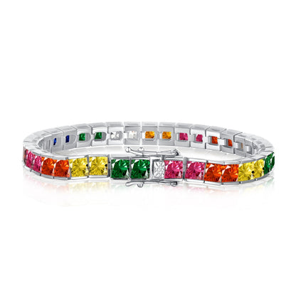 [Tonmkive Jewelry]Strahlendes, farbenfrohes Tennisarmband im Prinzessinnenschliff