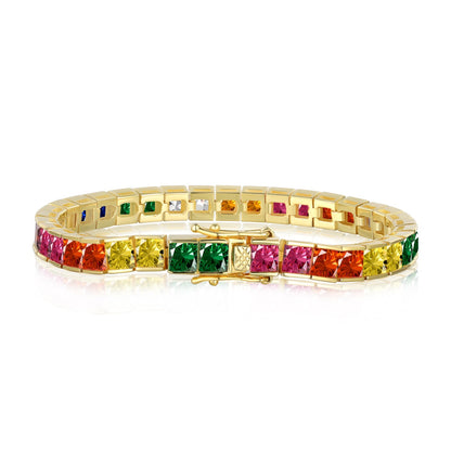 [Tonmkive Jewelry]Strahlendes, farbenfrohes Tennisarmband im Prinzessinnenschliff