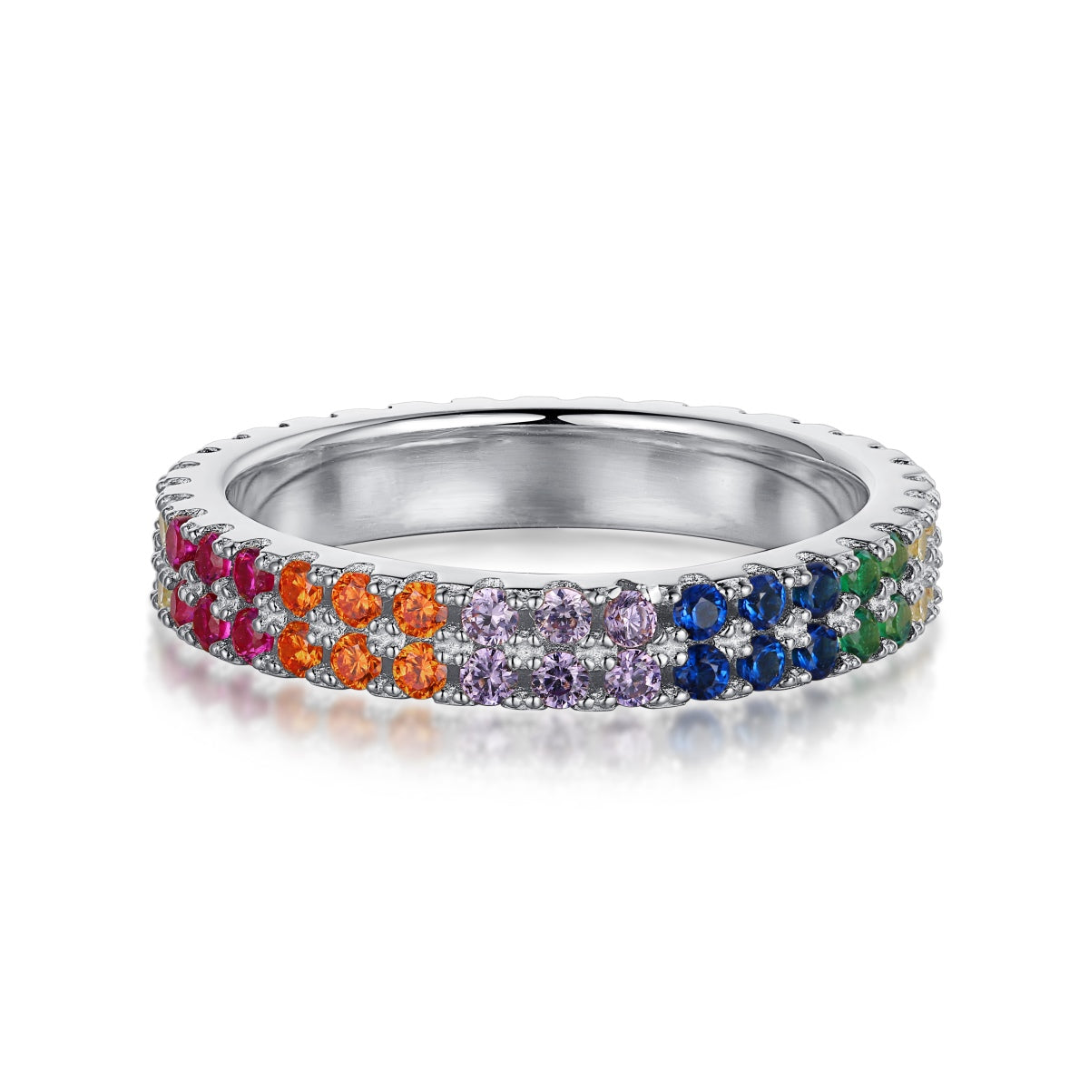 [Tonmkive Jewelry]Einzigartiger farbiger Tennisring mit Rundschliff