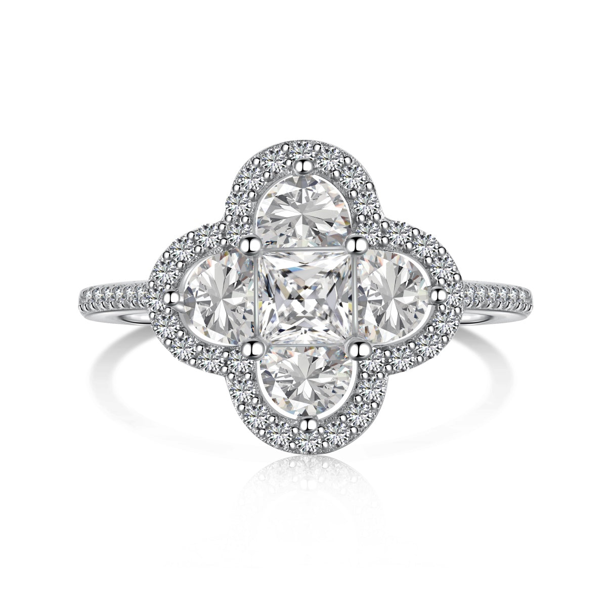 [Tonmkive Schmuck]Luxuriöser Eternity-Blumenform-Bankettring