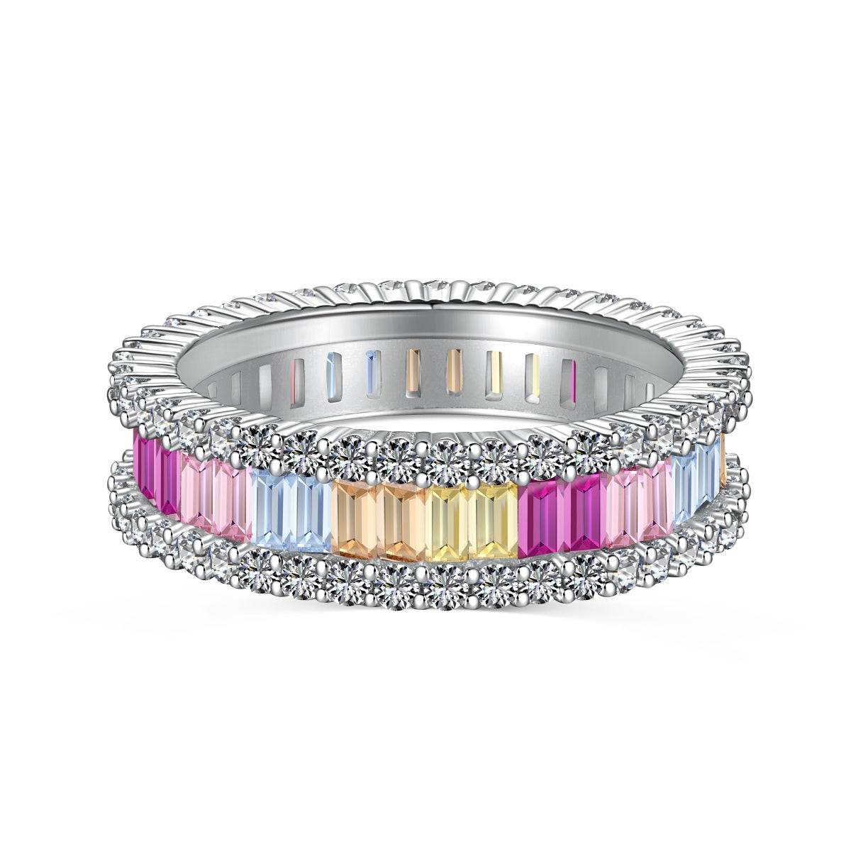 [Tonmkive Jewelry]Zierlicher Ring mit Smaragd-Schliff und Kaleidoskop-Effekt für den Alltag