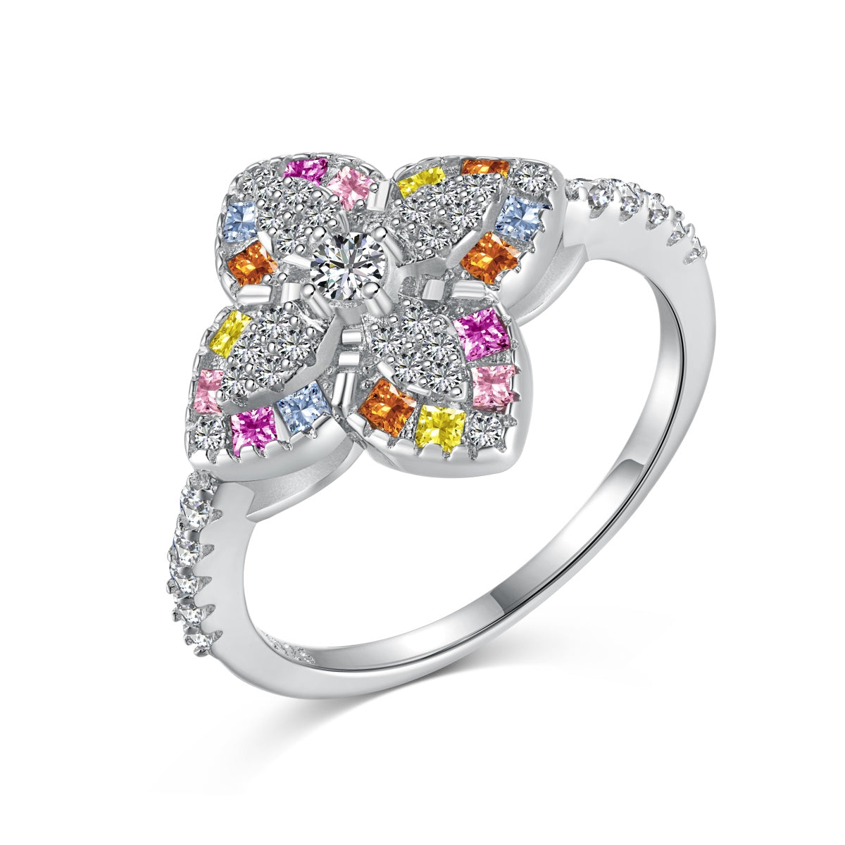 [Tonmkive Jewelry]Luxuriöser bunter Blumen-Bankettring