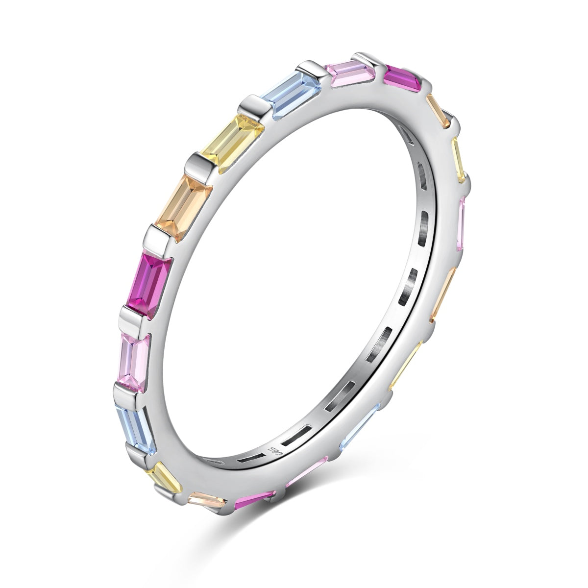 [Tonmkive Schmuck]Zarter, mehrfarbiger Ring mit Smaragd-Schliff für jeden Tag