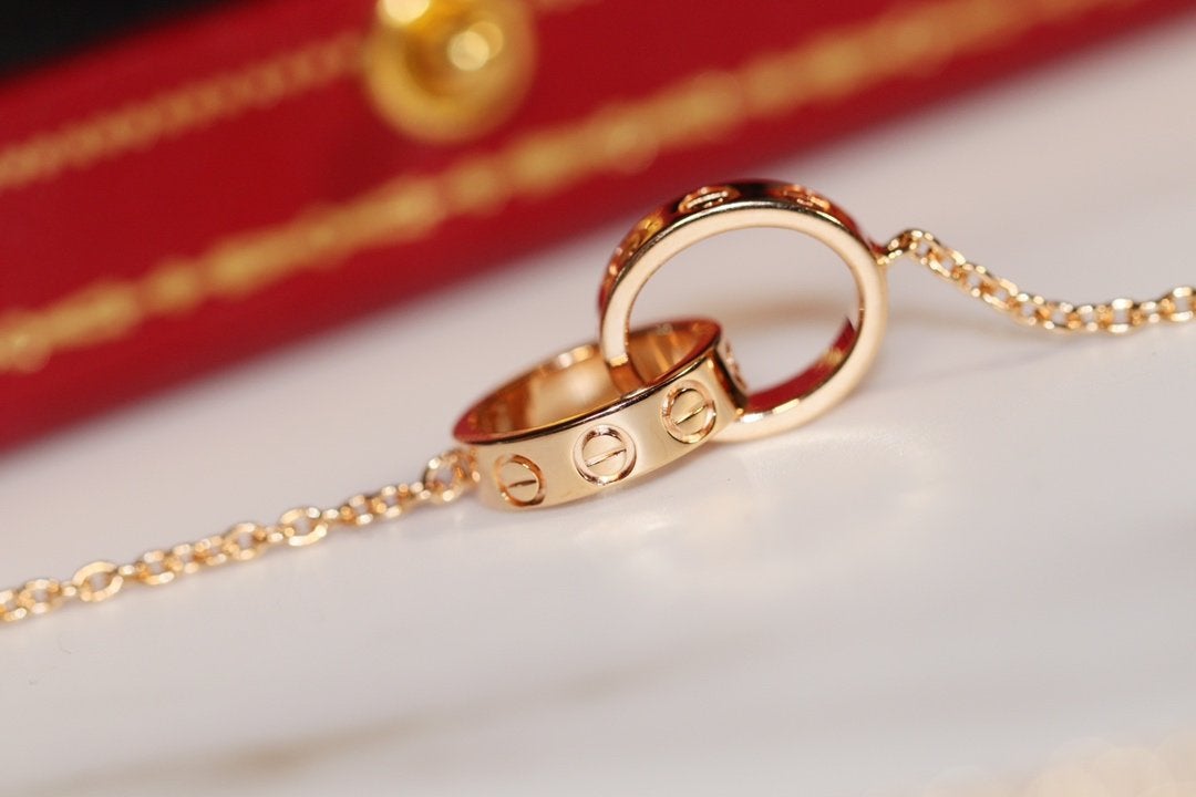 [⭐JeweliWhal]LOVE NECKLACE PINK GOLD AND SILVER