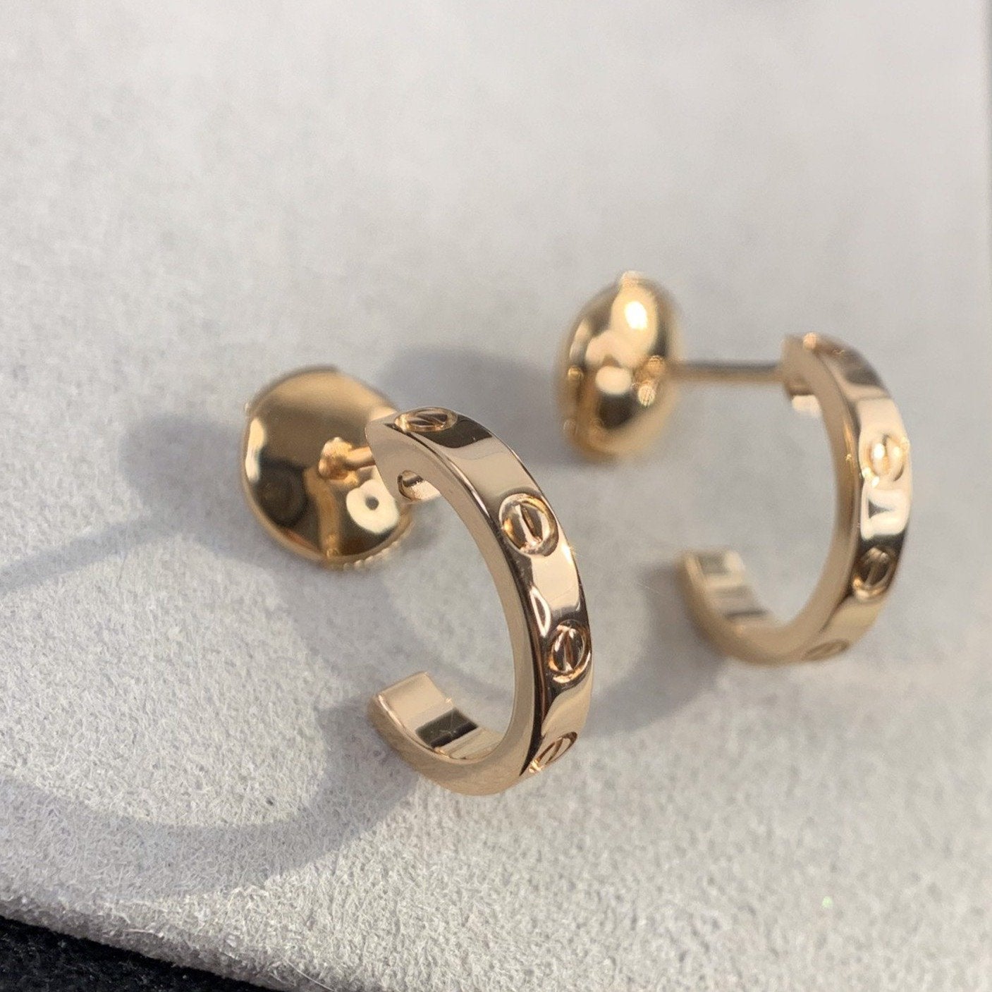 [⭐JeweliWhal]LOVE EARRINGS 2.65MM PINK GOLD