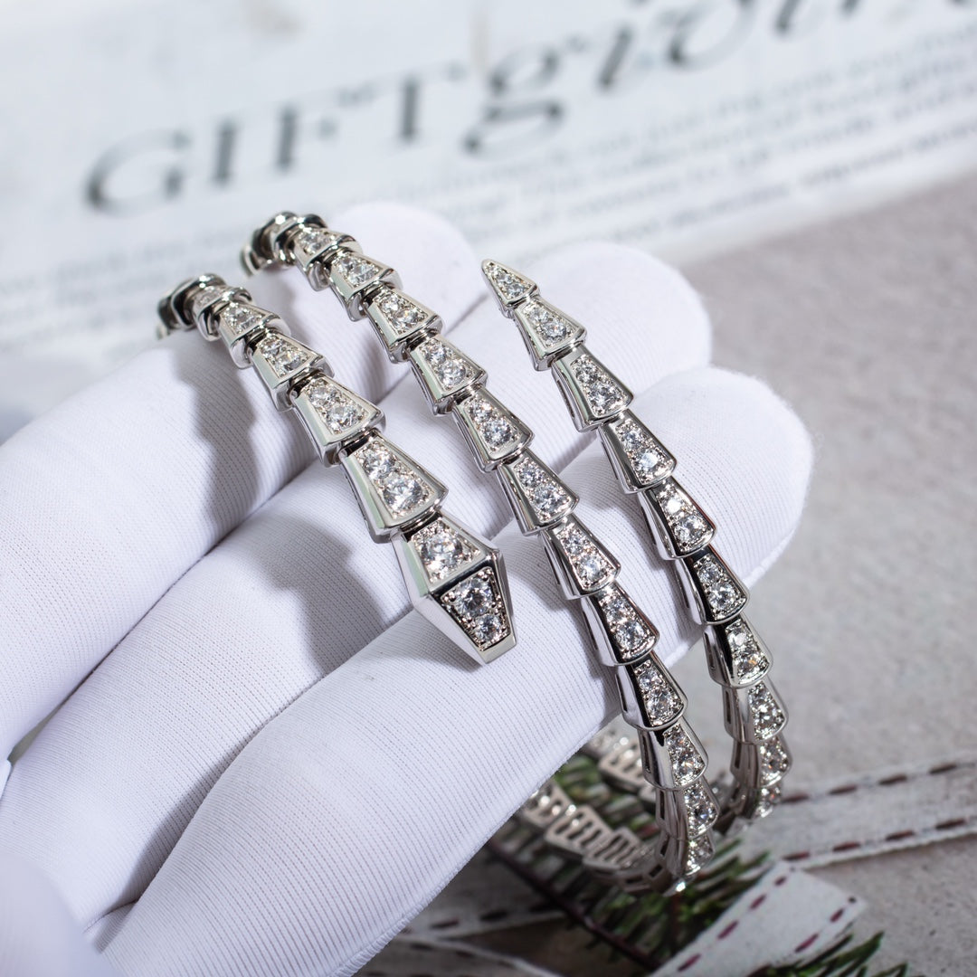 [⭐JeweliWhal]SERPENTI BRACELET SILVER DIAMOND DOUBLE ROW