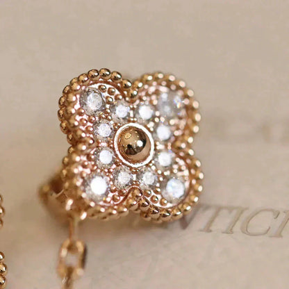 [⭐JeweliWhal]CLOVER MEDIUM 1 MOTIFS FUll DIAMOND EARRINGS