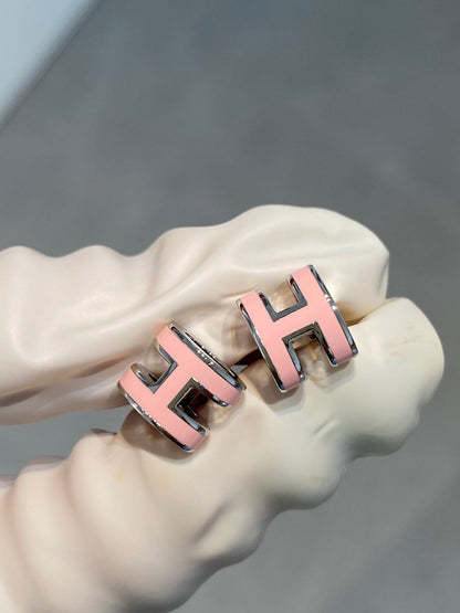 [⭐JeweliWhal]MINI POP H SILVER EARRINGS PINK