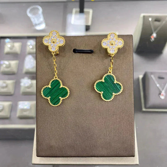 [⭐JeweliWhal]CLOVER  2 MOTIFS  DIAMOND  EARRINGS (MULTIPLE CHOICESç´