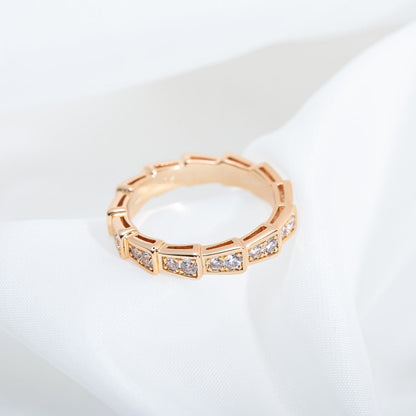 [⭐JeweliWhal]SERPENTI RING PINK GOLD DIAMOND PAVED 3MM