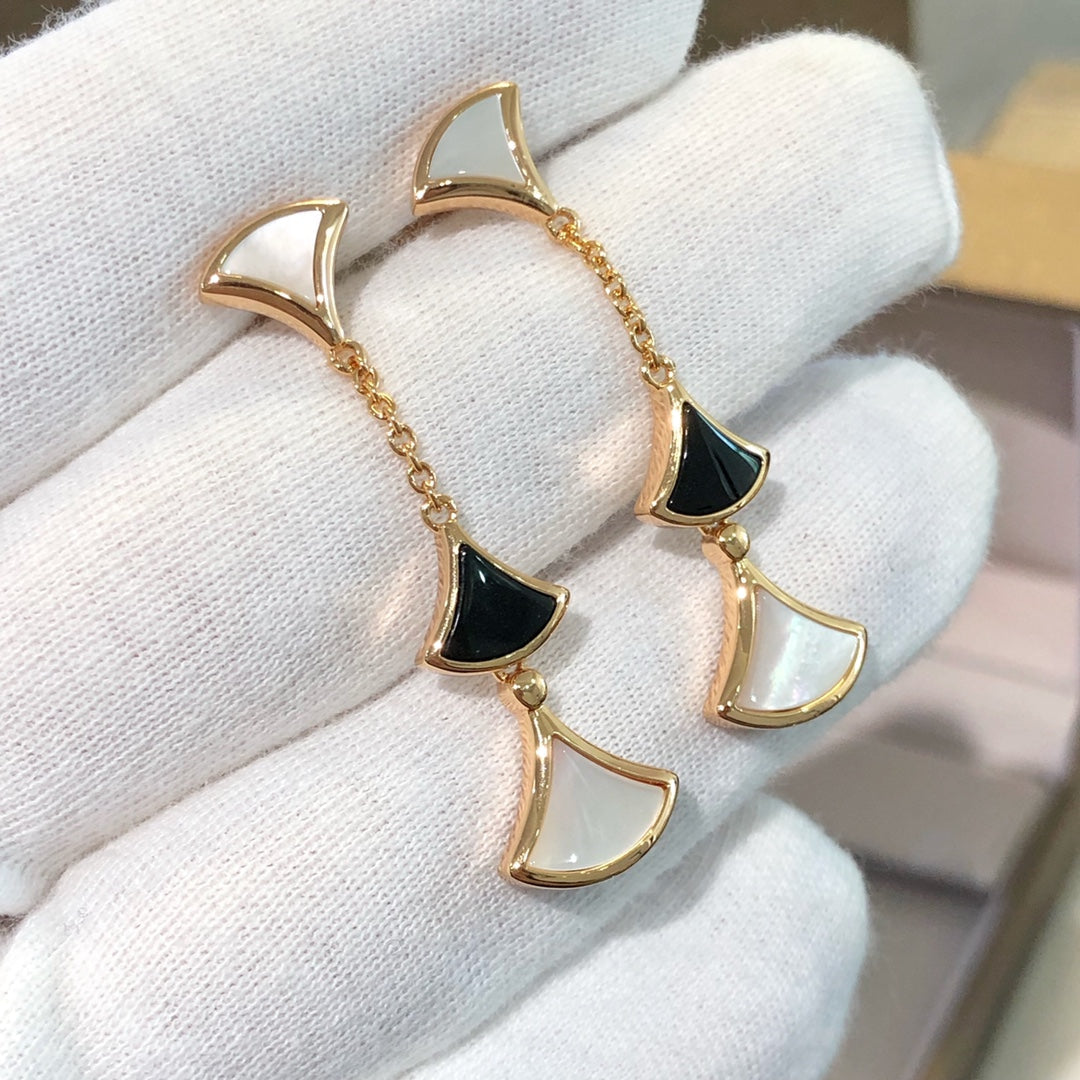 [⭐JeweliWhal]DREAM EARRINGS 3 MOTIFS ONYX MOP PINK GOLD