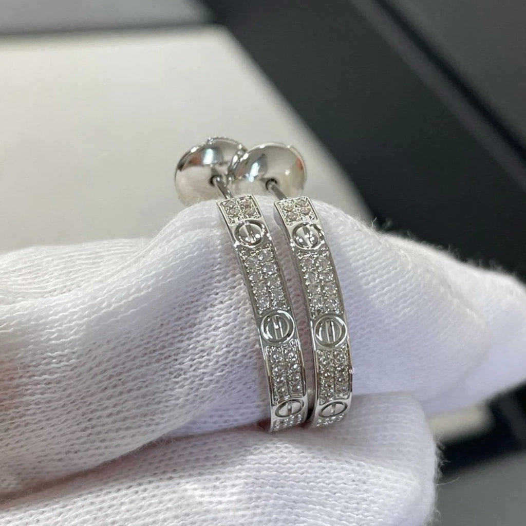 [⭐JeweliWhal]LOVE EARRINGS 3.6MM DIAMOND PAVED