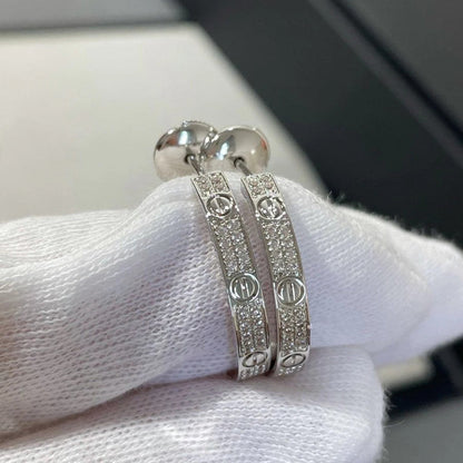 [⭐JeweliWhal]LOVE EARRINGS 3.6MM DIAMOND PAVED