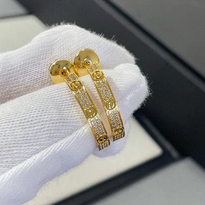 [⭐JeweliWhal]LOVE EARRINGS 3.6MM DIAMOND PAVED