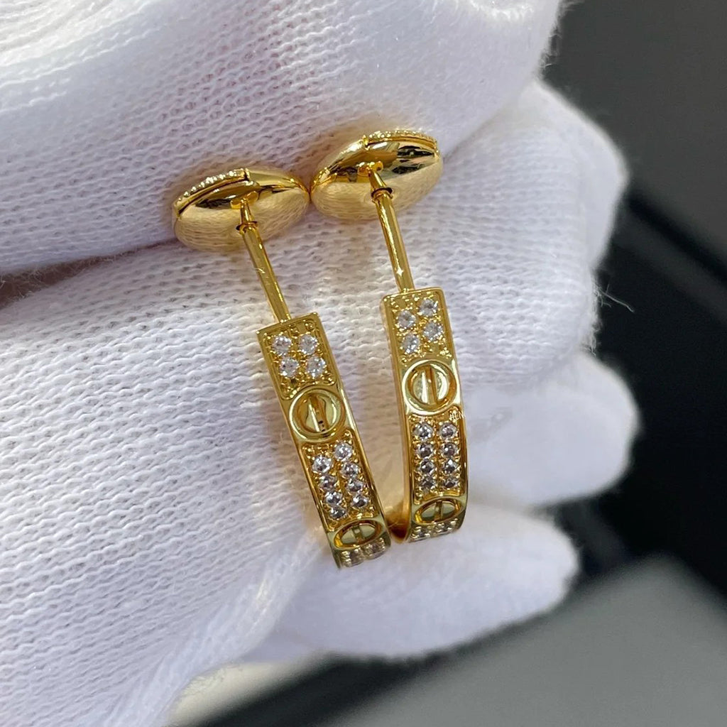 [⭐JeweliWhal]LOVE EARRINGS 3.6MM DIAMOND PAVED