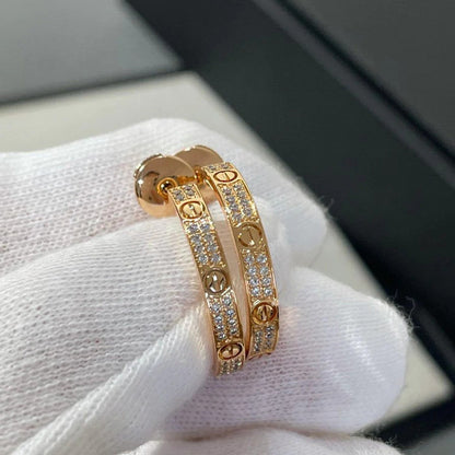 [⭐JeweliWhal]LOVE EARRINGS 3.6MM DIAMOND PAVED