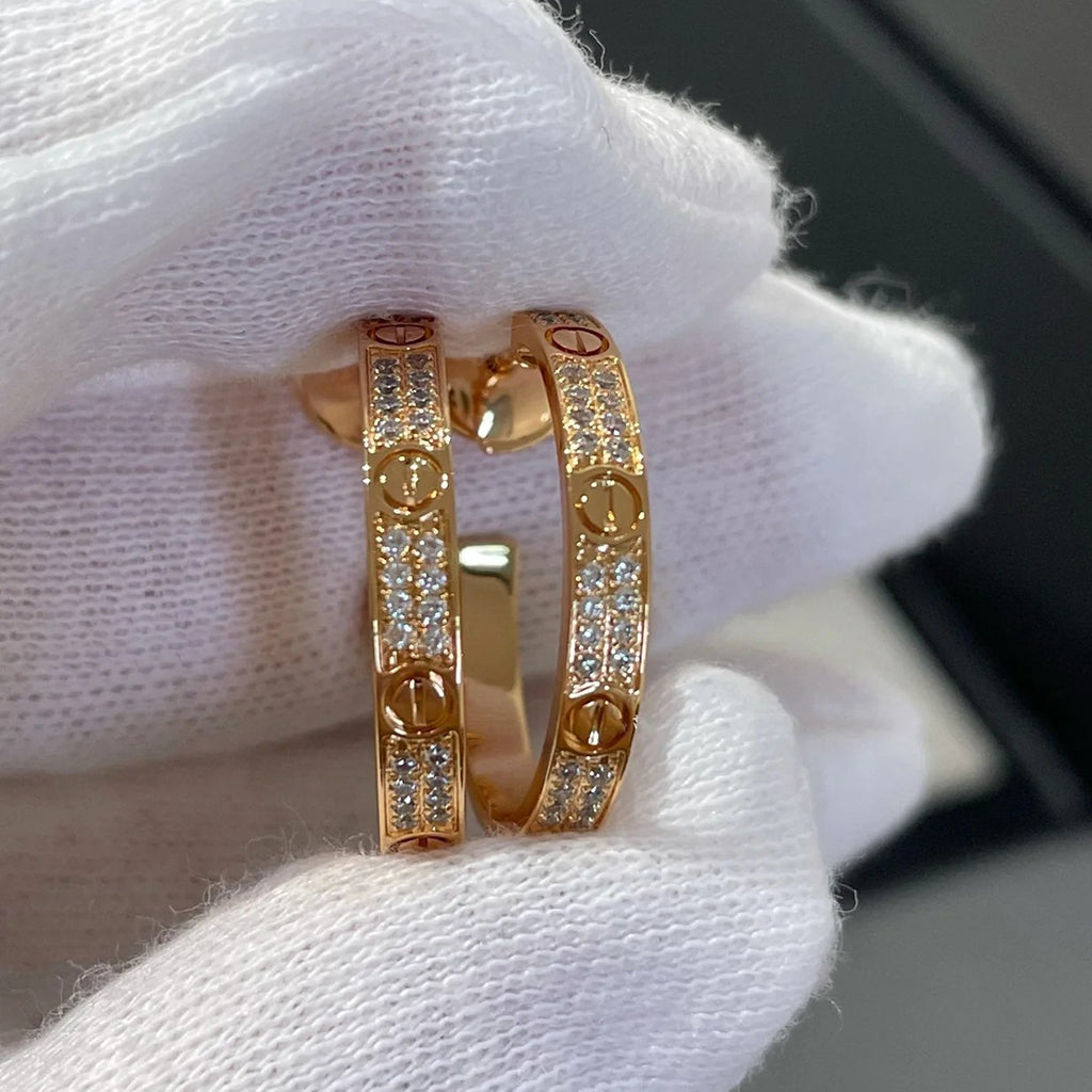 [⭐JeweliWhal]LOVE EARRINGS 3.6MM DIAMOND PAVED