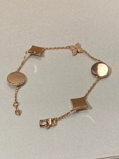 [⭐JeweliWhal]STAR AND SUN 5 MOTIF MOP PINK GOLD BRACELET