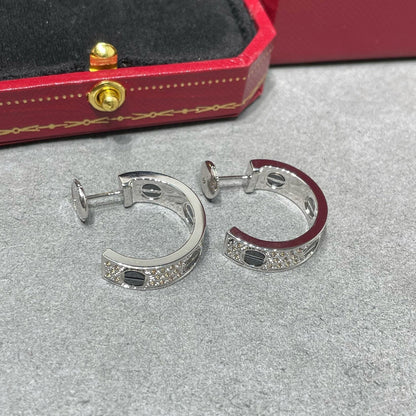 [⭐JeweliWhal]LOVE CERAMIC DIAMOND PAVED SILVER EARRINGS