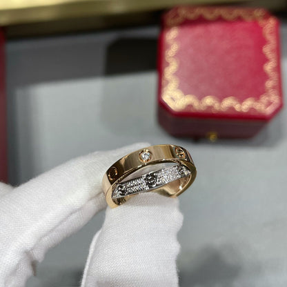 [⭐JeweliWhal]LOVE PINK GOLD SILVER DIAMOND DOUBLE RING