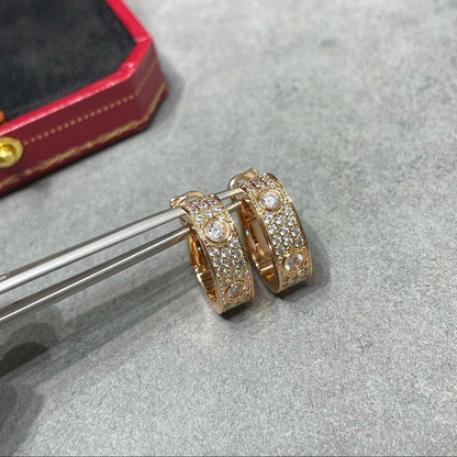 [⭐JeweliWhal]LOVE 5.5MM DIAMOND PAVED EARRINGS