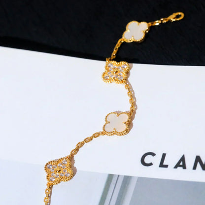 [⭐JeweliWhal]CLOVER WHITE PEARL MOP 5 MOTIF BRACELET COLLECTION