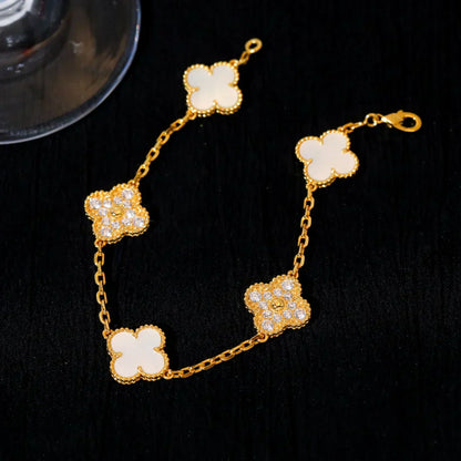 [⭐JeweliWhal]CLOVER WHITE PEARL MOP 5 MOTIF BRACELET COLLECTION