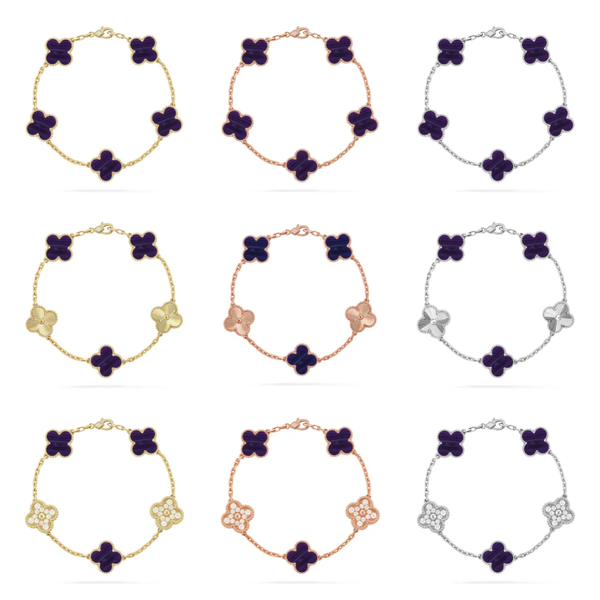 [⭐JeweliWhal]CLOVER 5 MOTIF PURPLE STRIPES BRACELET COLLECTION