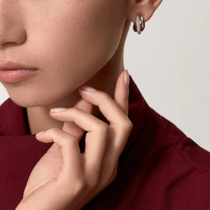 [⭐JeweliWhal]TRINITY HALF DIAMOND  CLASSIC EARRINGS