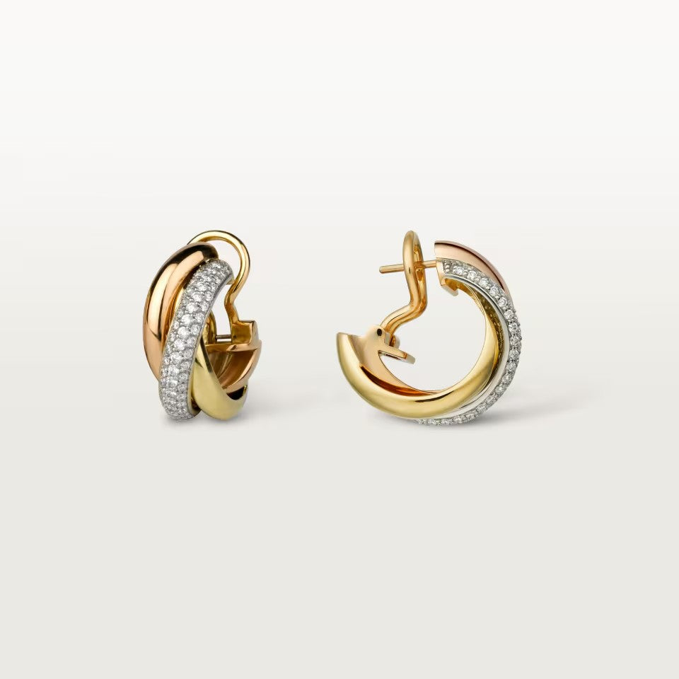 [⭐JeweliWhal]TRINITY HALF DIAMOND  CLASSIC EARRINGS