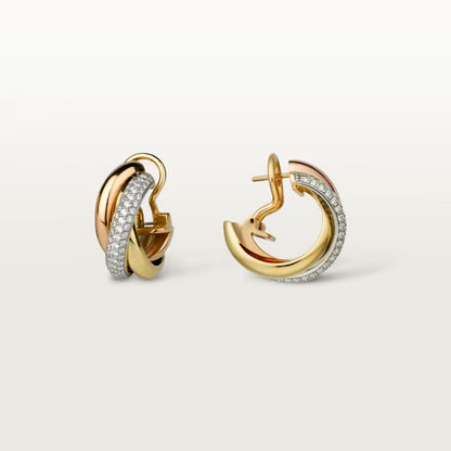 [⭐JeweliWhal]TRINITY HALF DIAMOND  CLASSIC EARRINGS
