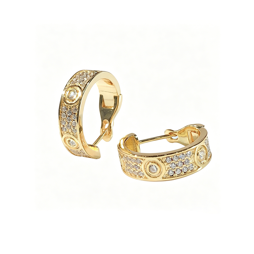 [⭐JeweliWhal]LOVE 5.5MM DIAMOND PAVED EARRINGS