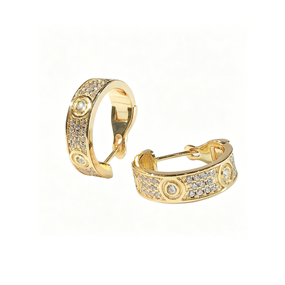 [⭐JeweliWhal]LOVE 5.5MM DIAMOND PAVED EARRINGS