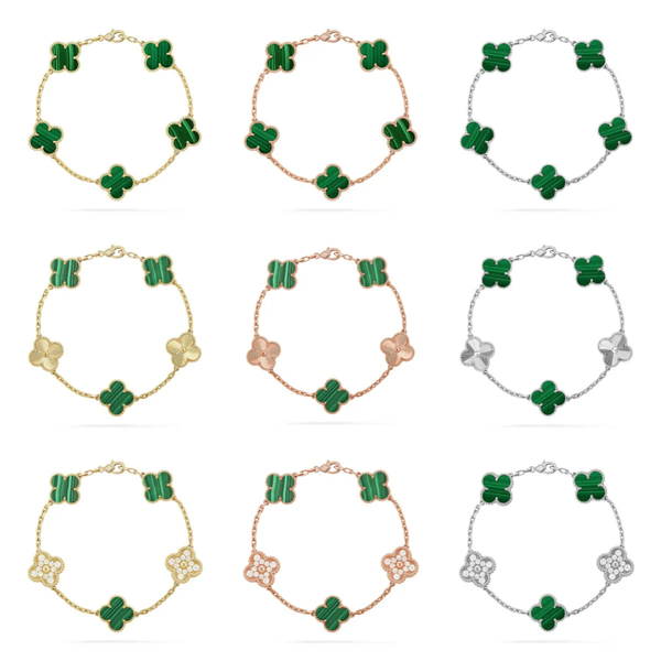 [⭐JeweliWhal] CLOVER 5 MOTIF MALACHITE BRACELET COLLECTION