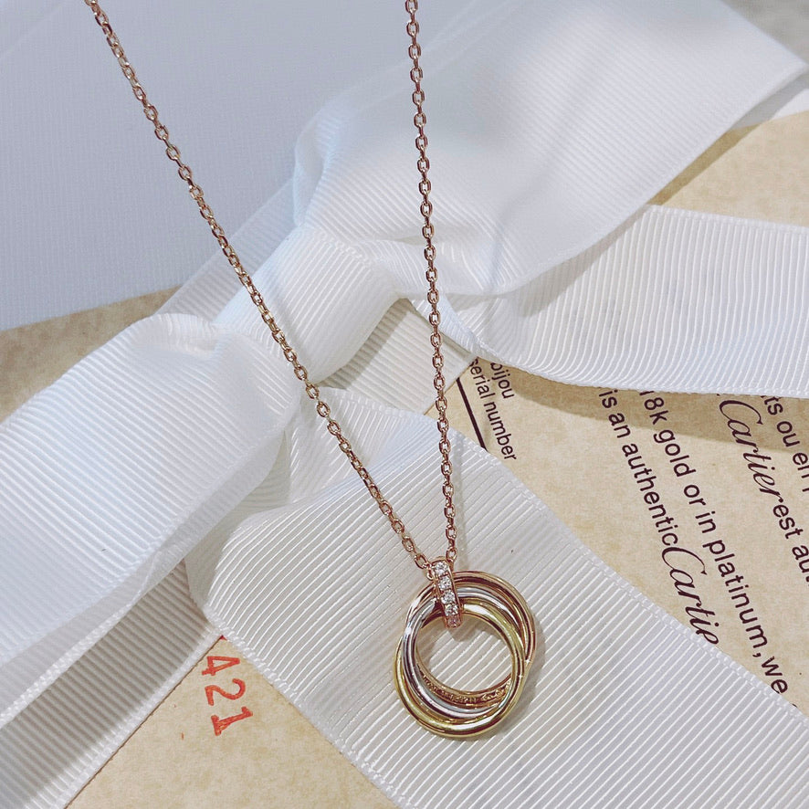 [⭐JeweliWhal]TRINITY NECKLACE GOLD  DIAMONDS