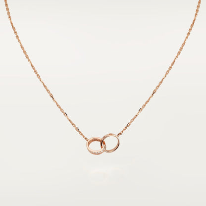 [⭐JeweliWhal]LOVE DOUBLE RING HALF DIAMOND NECKLACE