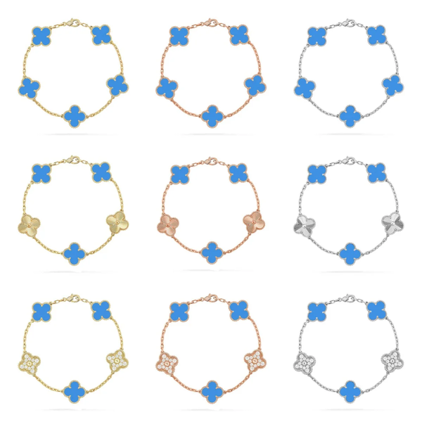 [⭐JeweliWhal] CLOVER 5 MOTIF BLUE AGATE BRACELET COLLECTION