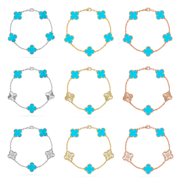[⭐JeweliWhal] CLOVER 5 MOTIF TURQUOISE BRACELET COLLECTION