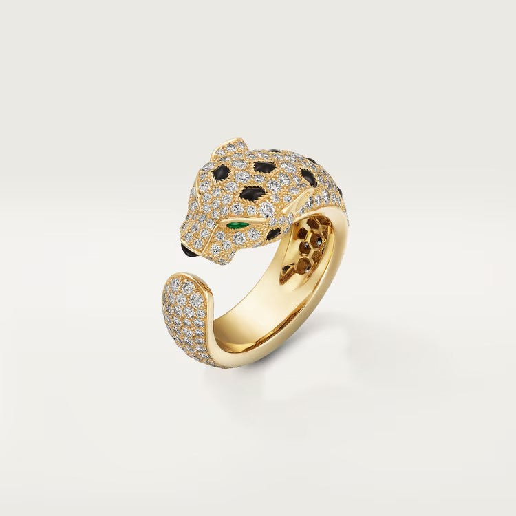 [⭐JeweliWhal]PANTHERE SPOTTED FULL DIAMOND MEDIUM RING