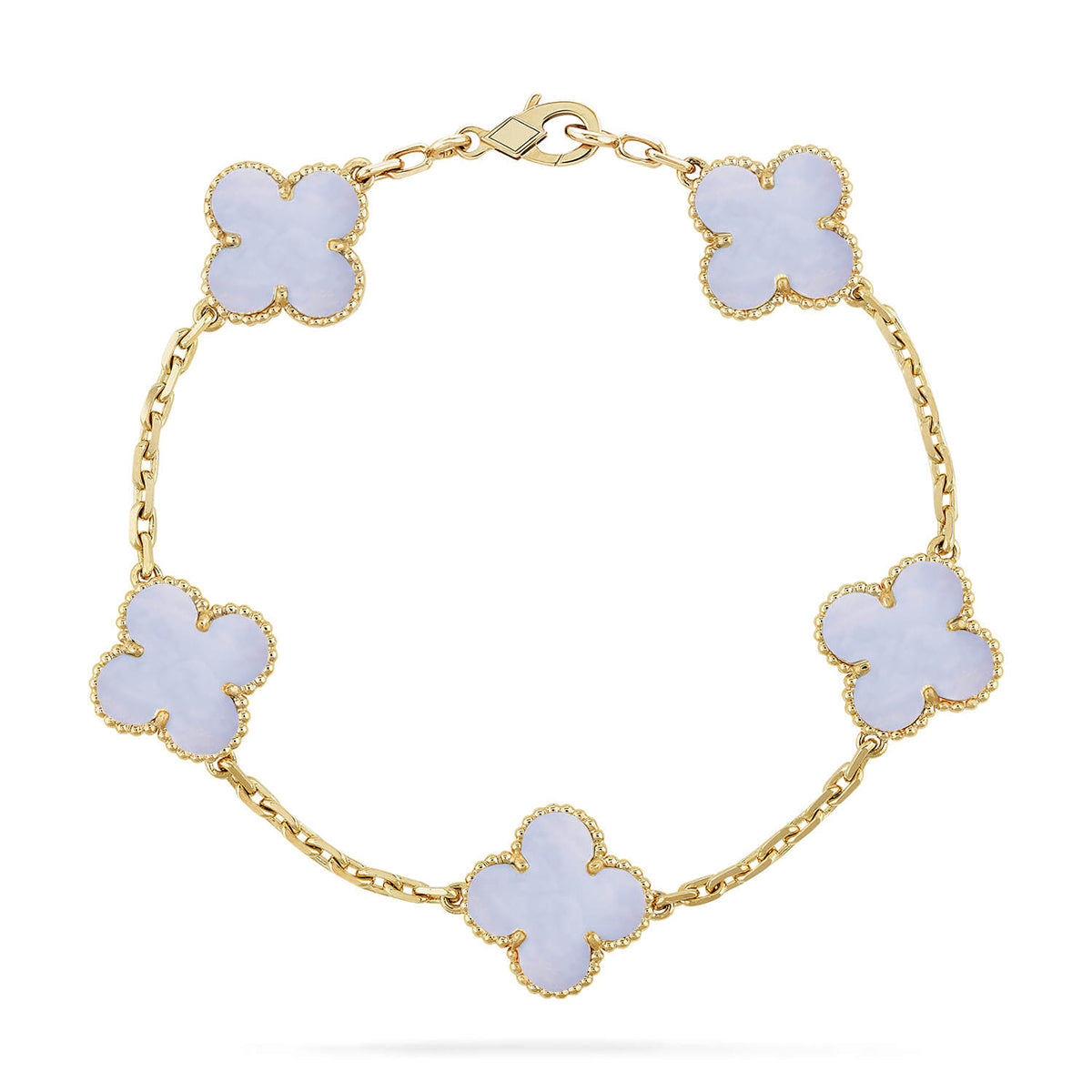 [⭐JeweliWhal] CLOVER 5 MOTIF PURPLE CHALCEDONY BRACELET COLLECTION