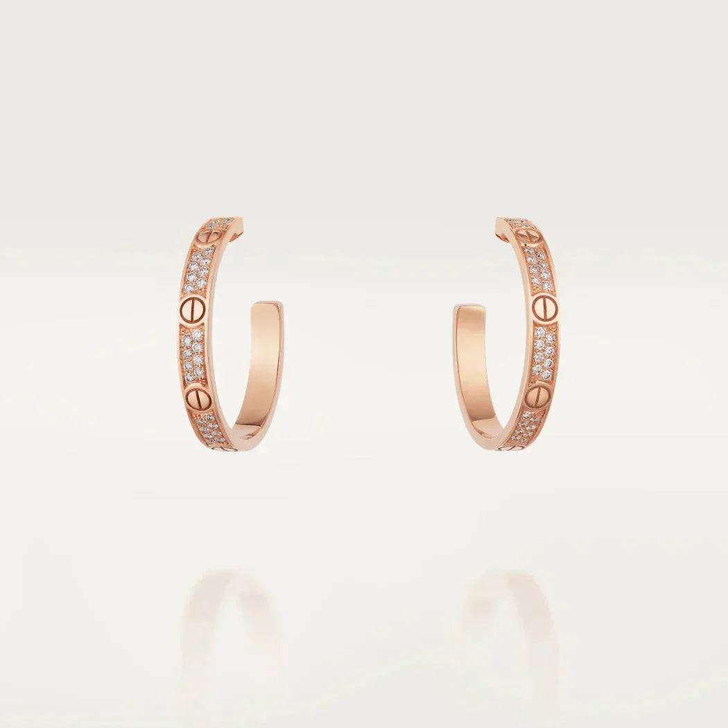 [⭐JeweliWhal]LOVE EARRINGS 3.6MM DIAMOND PAVED