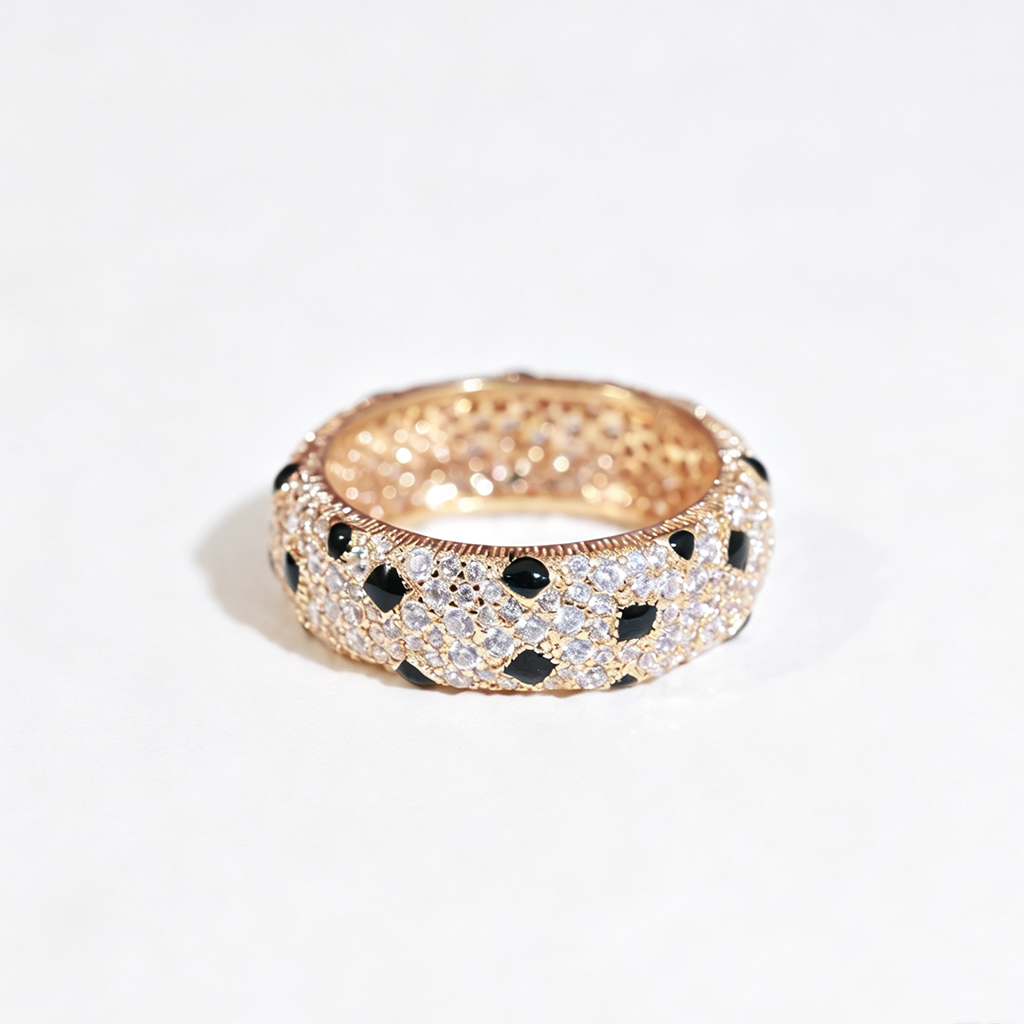 [⭐JeweliWhal]PANTHERE SPOTTED FULL DIAMOND RING