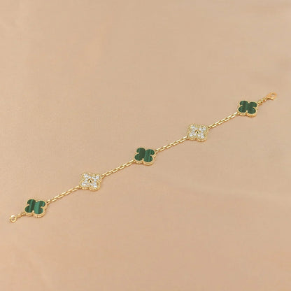 [⭐JeweliWhal] CLOVER 5 MOTIF MALACHITE BRACELET COLLECTION