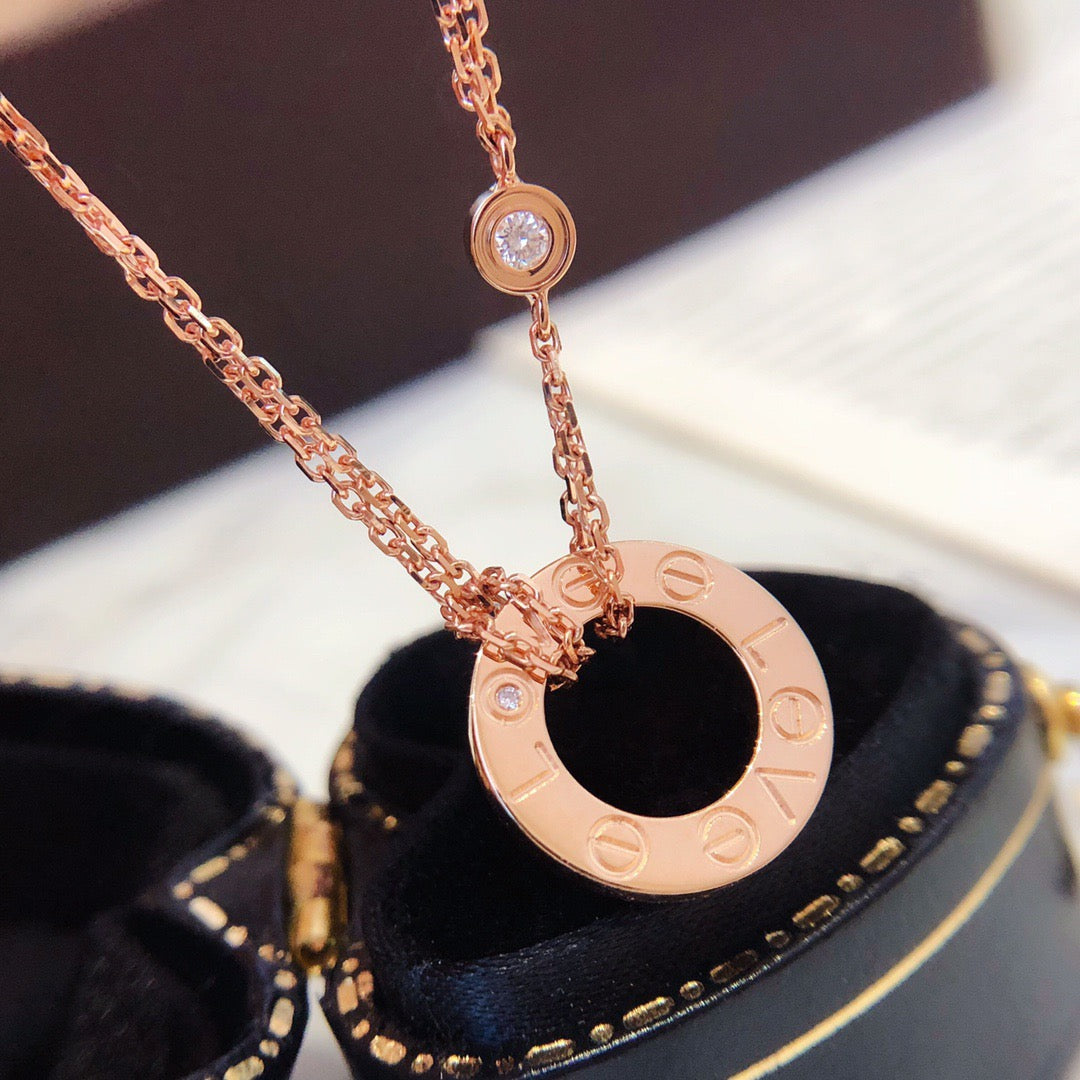 [⭐JeweliWhal]LOVE NECKLACE 16MM 2 DIAMONDS