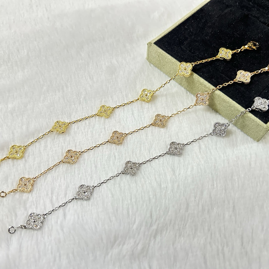 [⭐JeweliWhal]CLOVER 6 MOTIF DIAMOND BRACELET