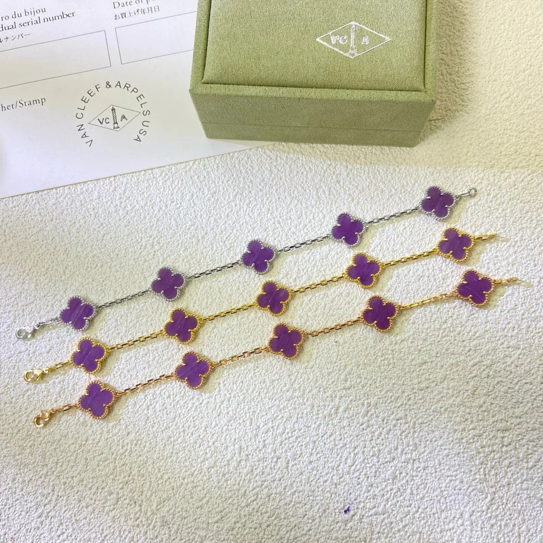 [⭐JeweliWhal] CLOVER 5 MOTIF VIOLET BRACELET COLLECTION